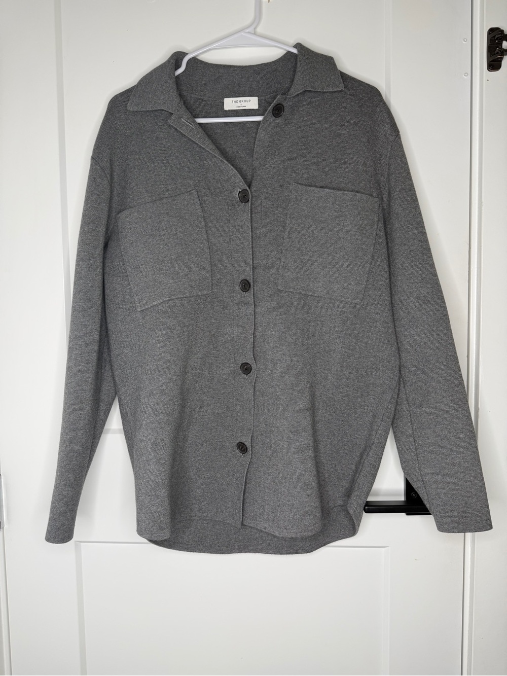 The Group Charcoal Gray Knit Button-Front Shirt Jacket